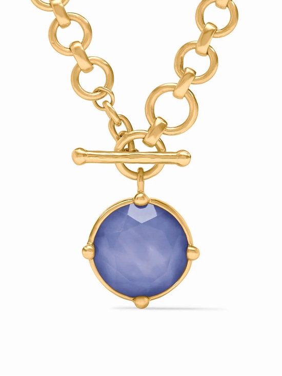 Julie Vos Jewelry - Gold Chain Necklace with Blue Faceted Pendant